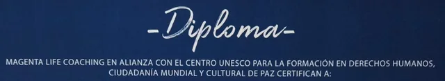 Encabezado del diploma de Magenta Life Coaching
